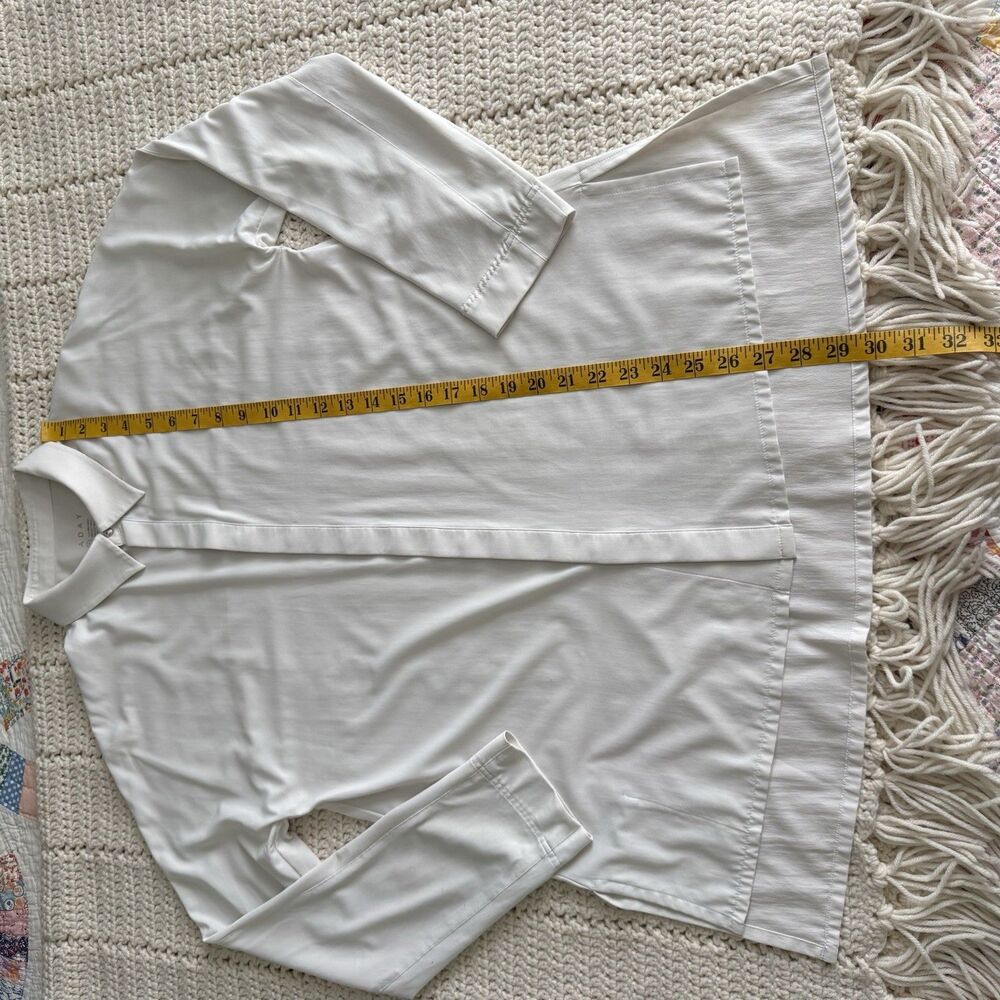 ADAY Women’s Size S Something Cool Blouse Ivory Snap Button Oversized Fit - Picture 8 of 10